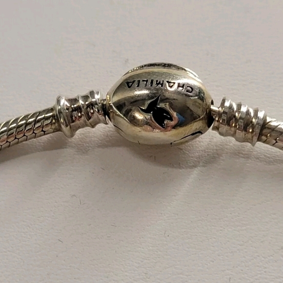 💯% AUTHENTIC CHAMELLIA ITALY 925 CHARM BRACELET W/ 3 CRYSTAL CHARMS. - Picture 8 of 12